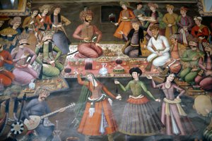 Shah Abbas I de Grote ontvangt Nadr Vali Muhammad Khan van het Kanaat van Bukhara, Ontvangsthal