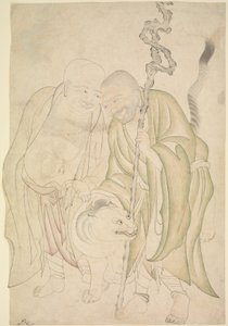 Twee Lohans, c.1480 door Persian School