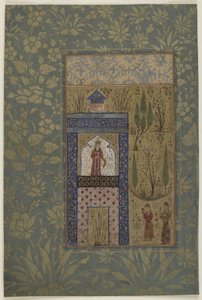 Twee jongeren voor een prinses bij een raam, c.1417-18