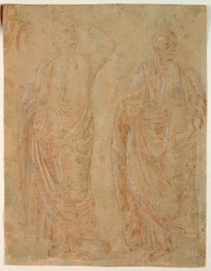 Twee Staande Geklede Mannelijke Figuren door Perugino