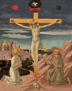 De Kruisiging met Sint Hiëronymus en Sint Franciscus door Pesello Peselli