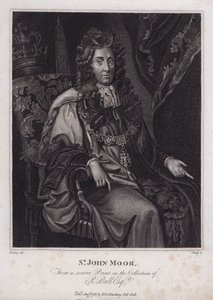 Sir John Moore, Engelse politicus, MP en burgemeester van Londen (gravure) door Peter (after) Lely