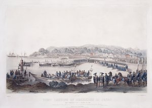 Eerste landing van Amerikanen in Japan bij Gore-Hama 14 juli 1853 door Peter Bernhard Wilhelm Heine