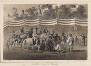 Japanse soldaten in Yokohama, litho door Sarony en Co., 1855 door Peter Bernhard Wilhelm Heine