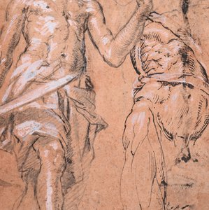 Twee studies van een Staande Man met een Zwaard Alexander de Grote, verso: Studies, ca. 1601 door Peter Candid