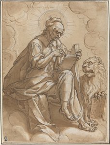 Sint Marcus de Evangelist door Peter Candid after Heinrich Aldegrever after Georg Pencz