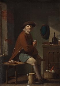 Een man die zijn pijp rookt door Peter Cramer