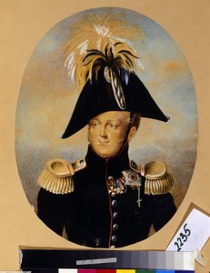 Portret van tsaar Alexander I Pavlovitch (1777-1825) met verschillende onderscheidingen door Peter Ernst Rockstuhl