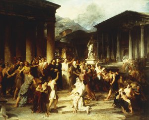 Een bijeenkomst voor de tempel door Peter Frederick Rothermel