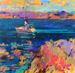 Voor anker, kust van St Tropez door Peter Graham (Contemporary)