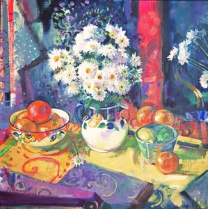 Bloemen en Fruit in een Groene Kom, 1997