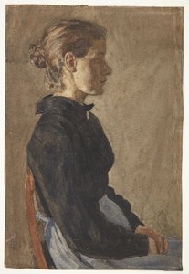 Portret van de schilderes Christine Swane, geboren Larsen, als jong meisje