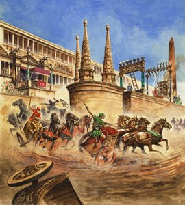 Wagenrace (gouache op papier) door Peter Jackson