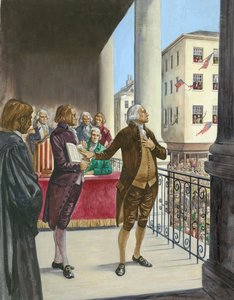 George Washington wordt beëdigd als de eerste president van Amerika in New York
