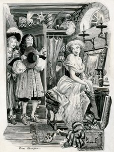 Koning Karel II bezoekt Nell Gwynn in haar kleedkamer door Peter Jackson