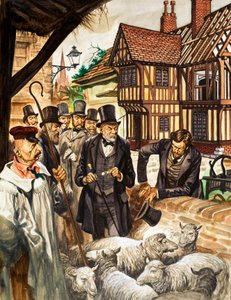 Louis Pasteur ziet de resultaten van zijn experiment met een vaccin tegen miltvuur door Peter Jackson