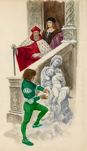 Michelangelo, als jongen, een beeld uit sneeuw snijdend door Peter Jackson