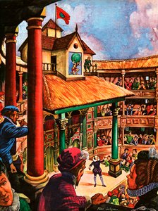 Shakespeare optredend in het Globe Theatre
