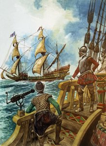 Sir Francis Drake (1540-96) (gouache op papier) door Peter Jackson
