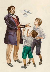De gebroeders Wright als jongens, kregen een speelgoedvliegtuig van hun vader door Peter Jackson