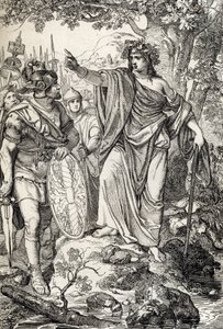 Campagnes van Germanicus: Nero Claudius Drusus Germanicus (38-9 v.Chr.) en zijn leger ontmoeten een jonge vrouw in de regio