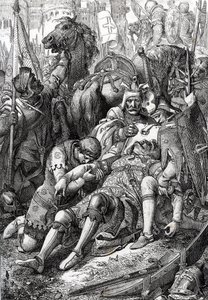 Koning Willem de Veroveraar gewond door zijn zoon Robert II van Normandië bij het fort van Gerberoy door Peter Johann Nepomuck Geiger