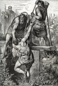 De Byzantijnse keizer Zenon (425-491) keerde terug naar Constantinopel en liet de usurpator Flavius Basiliscus (Basilisk) opsluiten met zijn familie, 477 (dood van Basiliscus opgesloten in een droge cisterne, om te sterven door blootstelling, door Romeinse door Peter Johann Nepomuck Geiger