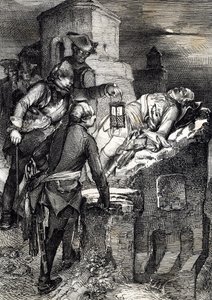 De dood van koning Karel (of Carl) XII van Zweden (1682-1718) tijdens het beleg van het eerste Noorse fort Fredriksten door Peter Johann Nepomuck Geiger