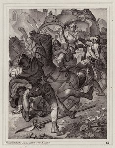 Aanval op het gevolg van keizerin Eleonore door Peter Johann Nepomuk Geiger