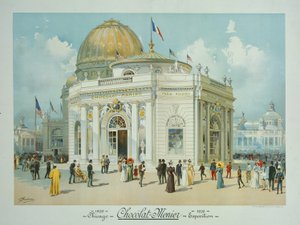 Chocolade-Menier Paviljoen, Wereldtentoonstelling Columbia, Chicago, Illinois, Perspectief door Peter Joseph Weber