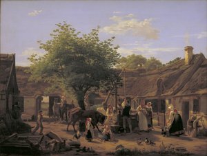 Beeld van het leven op een boerderij in Seeland rond het middaguur