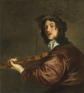 Een man die viool speelt, mogelijk een portret van de kunstenaar