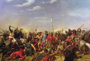 Slag bij Stamford Bridge door Peter Nicolai Arbo