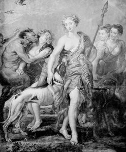 Godin Diana en haar gevolg, verrast door Satyr de demon