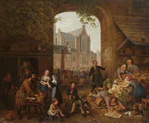 Twee dronkaards op de markt bij de Westerkerk in Amsterdam door Peter Paul Joseph Noël
