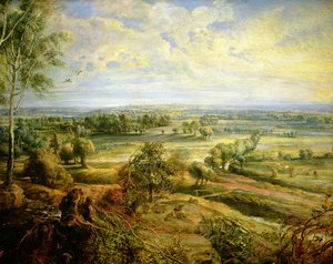 Een Herfstlandschap met een uitzicht op Het Steen in de Vroege Ochtend, ca. 1636 (detail)