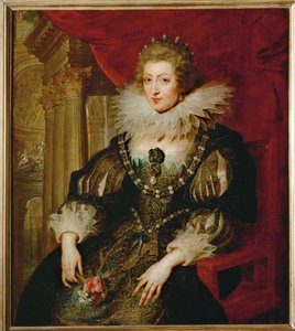 Anne van Oostenrijk, koningin van Frankrijk (schilderij op hout) door Peter Paul Rubens