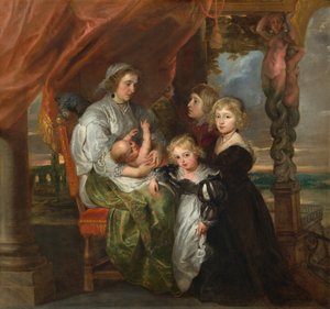 Deborah Kip, vrouw van Sir Balthasar Gerbier, en haar kinderen, 1629-1630, herwerkt waarschijnlijk midden 1640s
