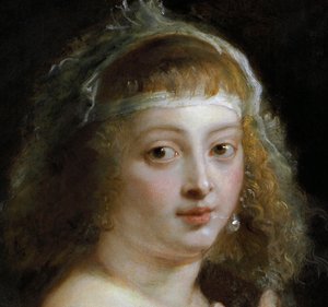 Detail van Helene Fourment in een bontjas