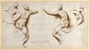 Vier vrouwelijke naakten rond een bassin door Peter Paul Rubens