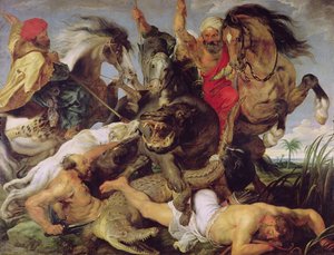 Nijlpaard- en krokodillenjacht, ca. 1615-16 door Peter Paul Rubens