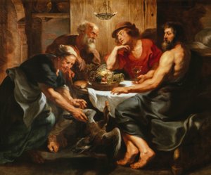 Jupiter en Mercurius bij Philemon en Baucis door Peter Paul Rubens
