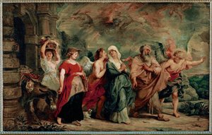 Lot en zijn familie verlaten Sodom door Peter Paul Rubens