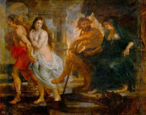 Orpheus en Eurydike met Pluto en Proserpina