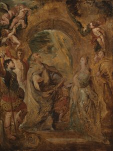 Sint Gregorius de Grote met de heiligen Maurus en Papianus, en Sint Domitilla met de heiligen Nereus en Achilleus, 1606-07 door Peter Paul Rubens