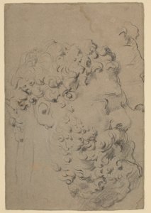 Studies van het hoofd en profiel van de Farnese Hercules gezien vanuit een lager gezichtspunt door Peter Paul Rubens