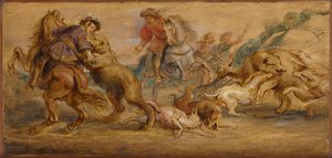 Studie voor "De Berenjacht" (voor het Alcázar, Madrid) door Peter Paul Rubens