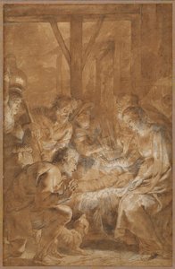 De Aanbidding der Herders, c.1613-4 door Peter Paul Rubens