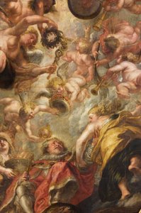 De apotheose van koning James I, Het Rubens Plafond, Banketzaal, Whitehall, c.1629-34 door Peter Paul Rubens