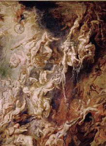 De val van de verdoemden (schilderij op eikenhout) door Peter Paul Rubens